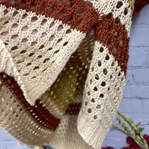 Cato open knit shirt sleeve striped 18/20W sweater - Picture 6 of 7